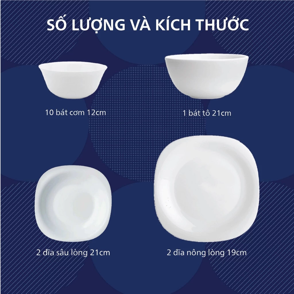 [Hàng Pháp] Bộ bát đĩa (bộ tô,chén,dĩa) thủy tinh Luminarc Carine 15 món CR15C, thủy tinh không chì - 6