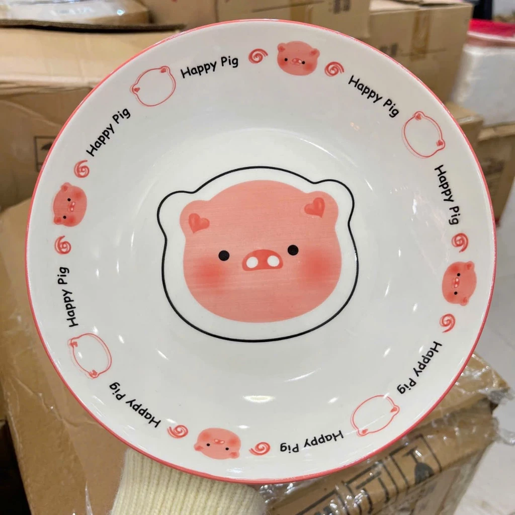 Bát Đĩa Gốm Sứ Decor, Bát Ăn Cơm, Bát Ăn Chè, Chén Dĩa Dễ Thương Bộ Bát Đĩa Heo Hồng Cực Đáng yêu Cho Bé - 4