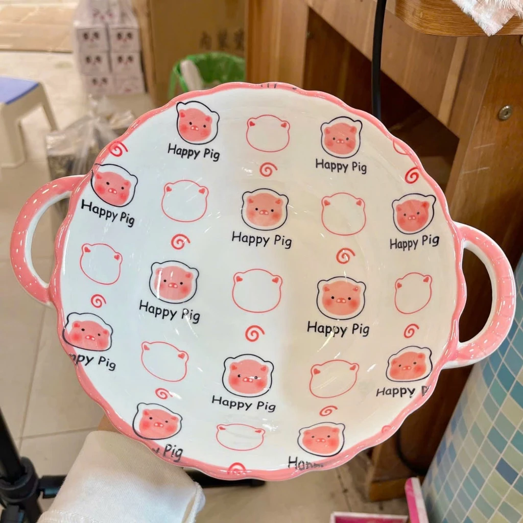 Bát Đĩa Gốm Sứ Decor, Bát Ăn Cơm, Bát Ăn Chè, Chén Dĩa Dễ Thương Bộ Bát Đĩa Heo Hồng Cực Đáng yêu Cho Bé - 5