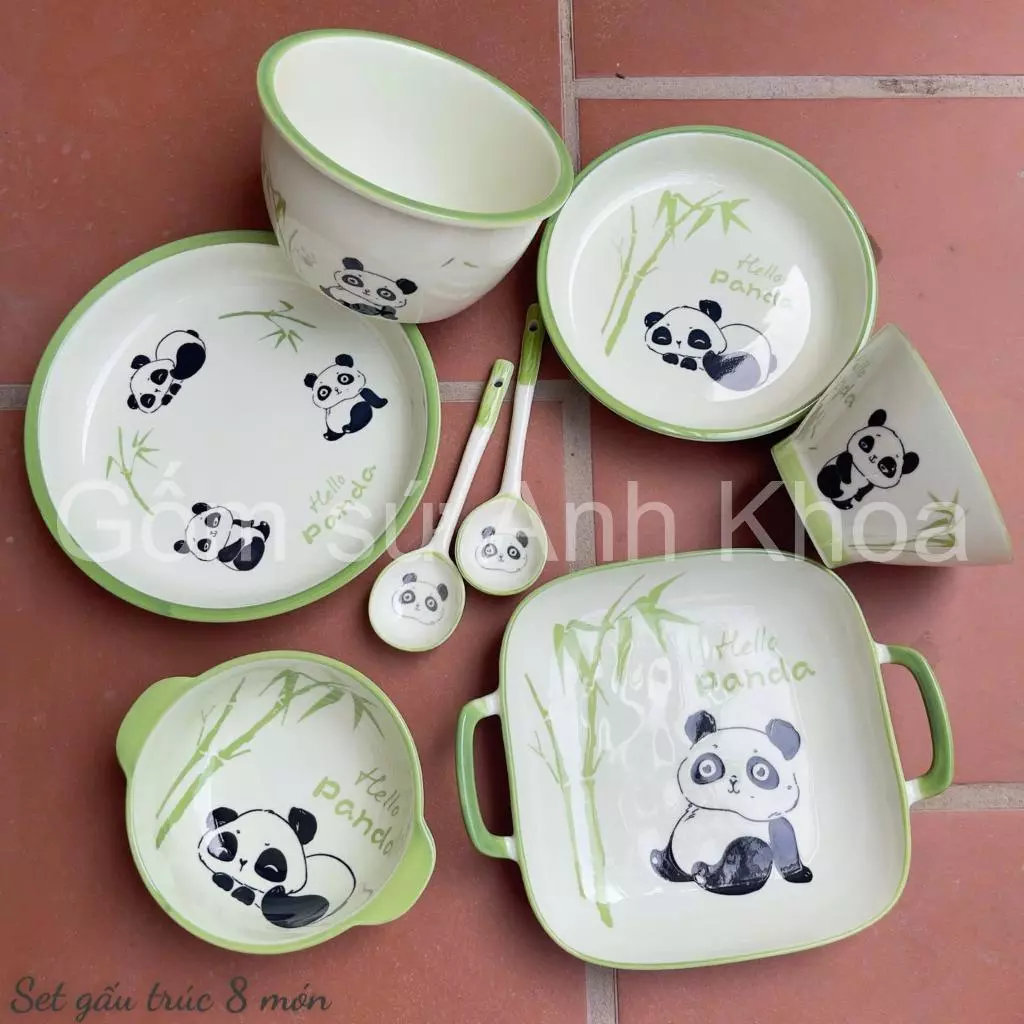 Bát Đĩa Gốm Sứ Decor, Bát Ăn Cơm, Bát Ăn Chè, Chén Dĩa Dễ Thương Bộ Bát Đĩa gấu panda mẫu mới Cực Xinh Yêu Gomsudecor21