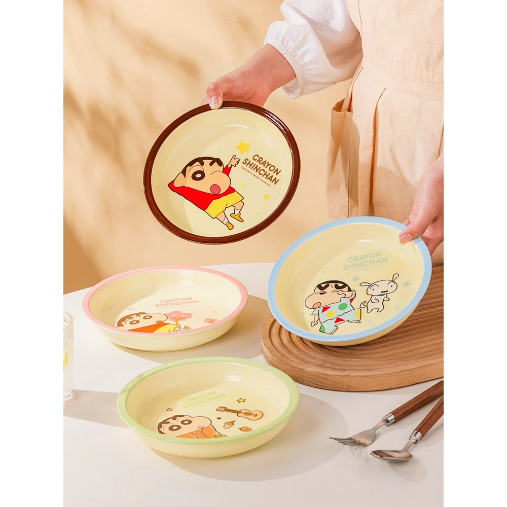 Bộ chén bát , dĩa ,ly dụng cụ đựng thức ăn hoạt hình CRAYON SHINCHAN Trắng Hồng bằng sứ - SH gốm sứ - 3