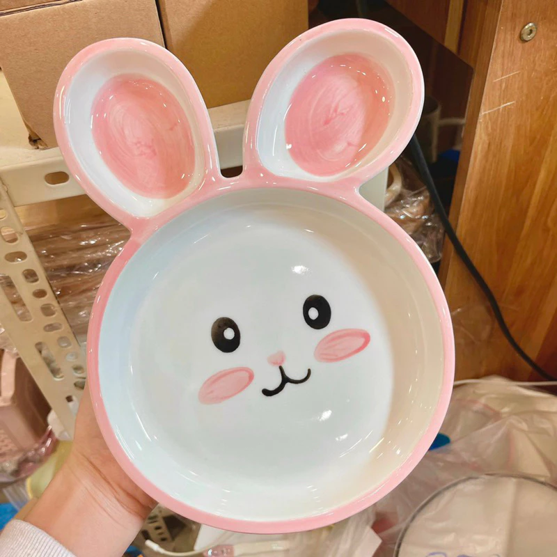 Bát Đĩa sứ Decor Chén Dĩa Sứ Dễ Thương Cute, Bát Ăn cơm trang trí đồ ăn cực đẹp Bộ thỏ cà rốt Hồng xinh Yêu - 2