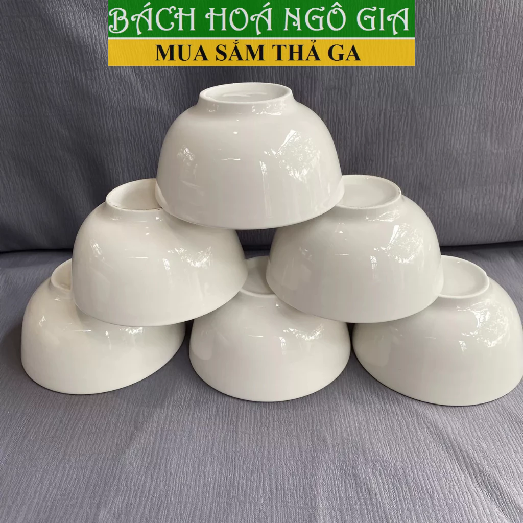 BỘ 13 món TÔ CHÉN DĨA TRẮNG DÀY gốm sứ dùng cho quán ăn, gia đình - 2