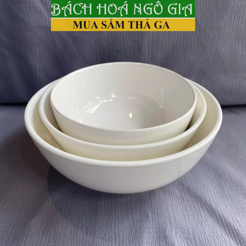 BỘ 13 món TÔ CHÉN DĨA TRẮNG DÀY gốm sứ dùng cho quán ăn, gia đình - 3