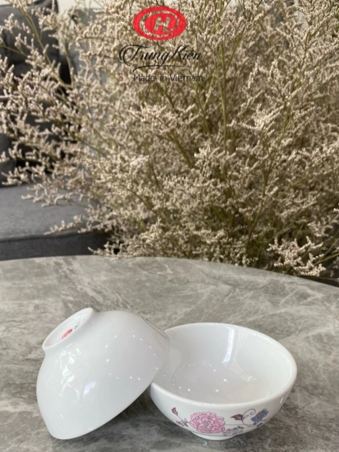 Bát đĩa chấm họa tiết hoa hồng cao cấp 9.2cm Sứ Trung Kiên chén dĩa gia vị, nước mắm - Vỡ 1 đổi 1 - 4