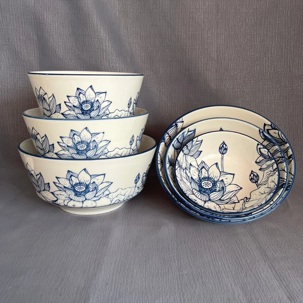 BỘ 18 món HOA SEN gốm sứ tô chén dĩa - Dành cho 5 người(Có 2 loại: bộ 18 Sen Xoài, bộ 18 Sen Vuông)-KHÔNG CÓ HỘP QUÀ - 2