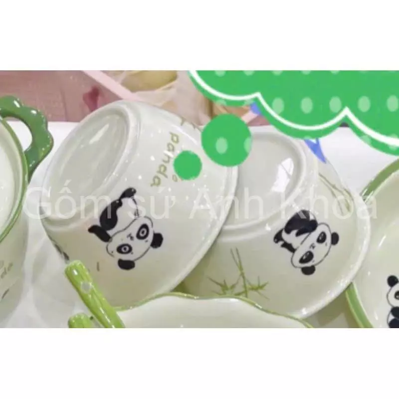 Bát Đĩa Gốm Sứ Decor, Bát Ăn Cơm, Bát Ăn Chè, Chén Dĩa Dễ Thương Bộ Bát Đĩa gấu panda mẫu mới Cực Xinh Yêu Gomsudecor21 - 6