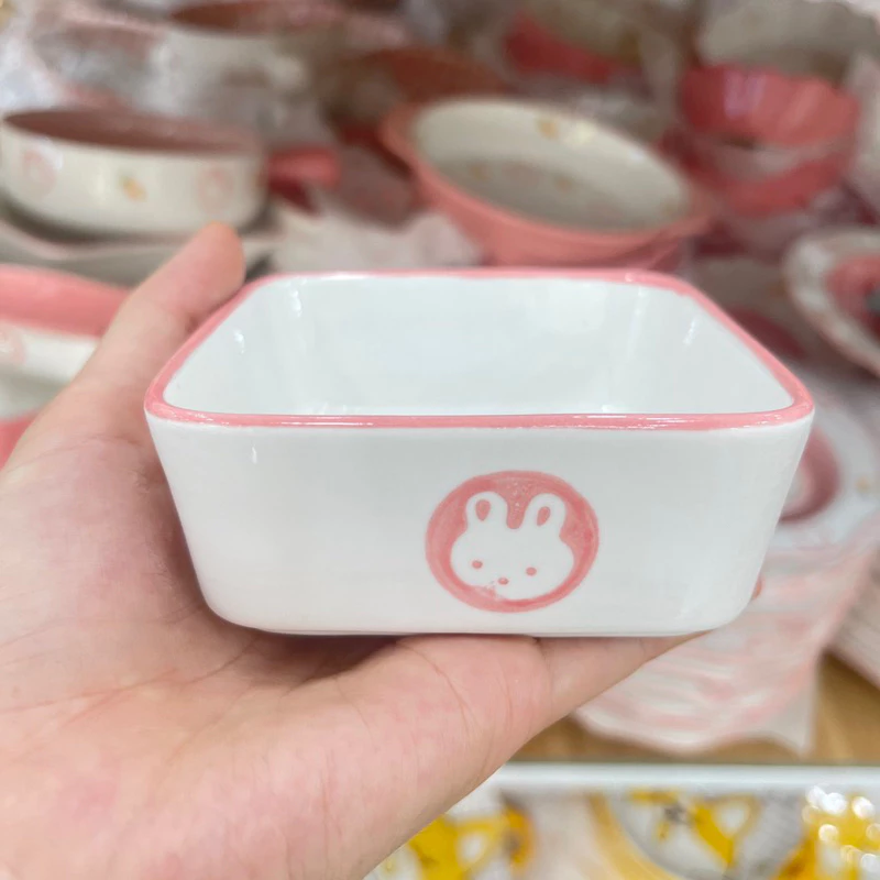 Bát Đĩa sứ Decor Chén Dĩa Sứ Dễ Thương Cute, Bát Ăn cơm trang trí đồ ăn cực đẹp Bộ thỏ cà rốt Hồng xinh Yêu - 2