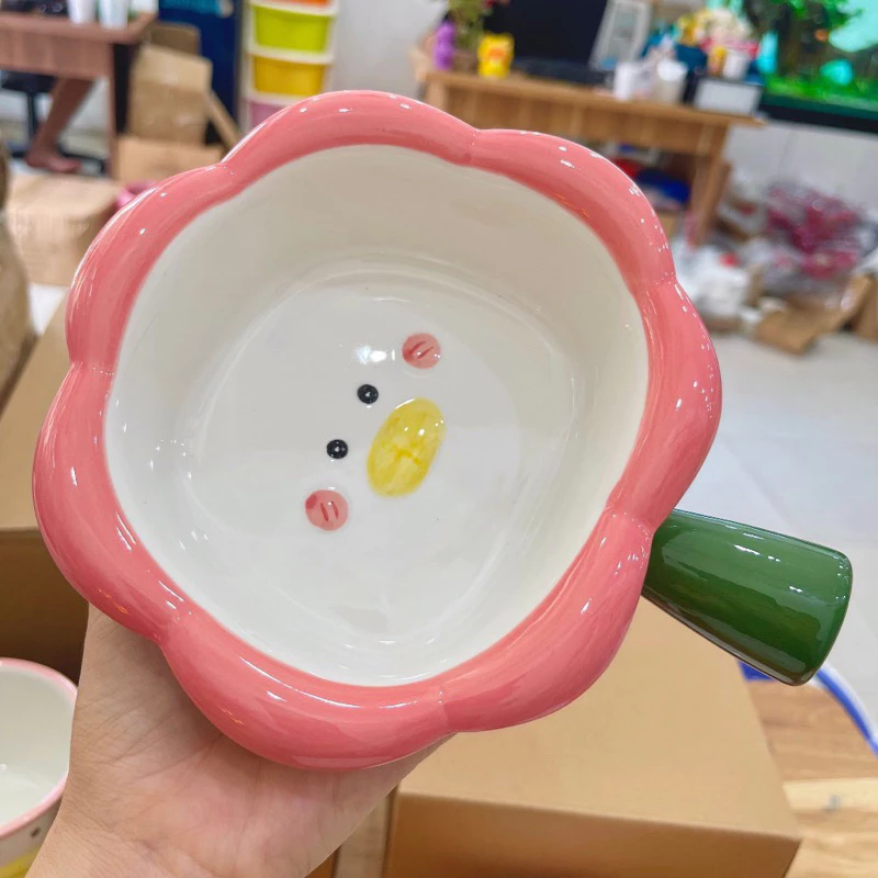 Bộ Bát Đĩa Gốm Sứ Decor, Bát Ăn Cơm, Bát Ăn Chè, Chén Dĩa Dễ Thương Bộ Vịt Hồng 3D Cực Xinh Yêu cho gia đình - 4