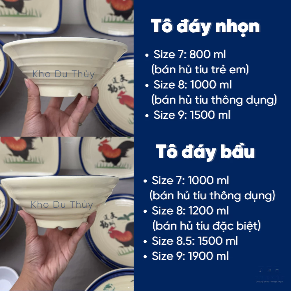Bộ tô chén bát dĩa kiểu xưa hình con gà chất liệu nhựa melamine phíp LOẠI DÀY - 6