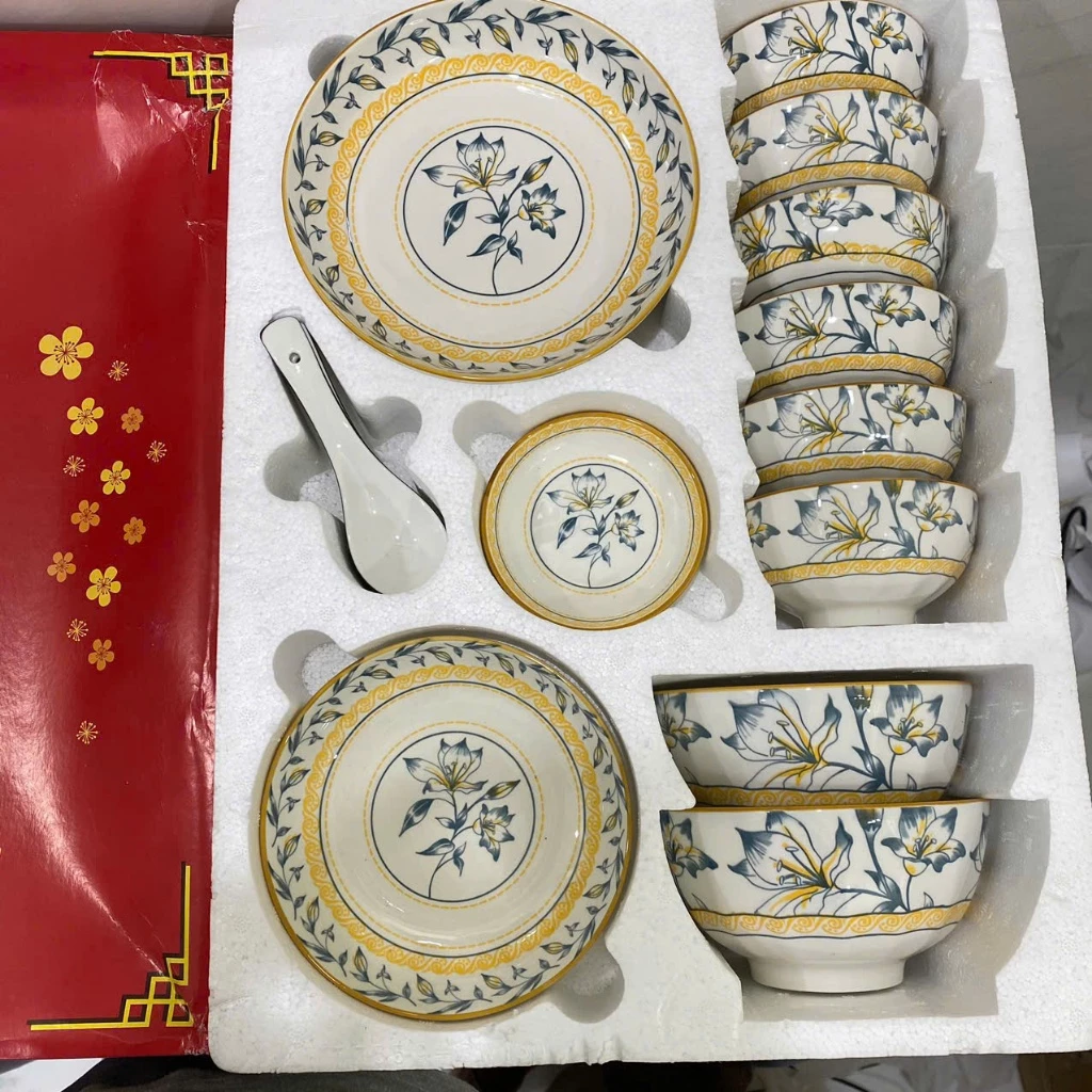 Bộ 17 món tô chén dĩa các loại có hộp - Phù hợp làm quà tặng tân gia, lễ, tất niên, tết - 6