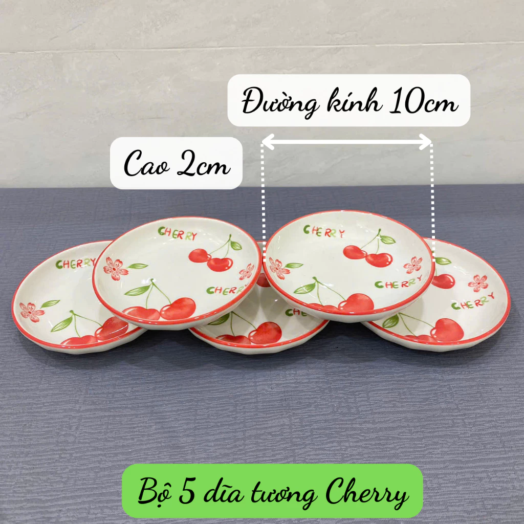 Bộ Cherry lẻ món bằng gốm sứ tô chén dĩa đủ món, đủ size - 3