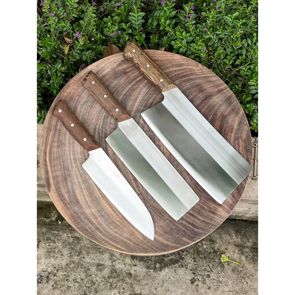 Bộ dao kéo thép đen 7 món có giá đỡ kèm thớt