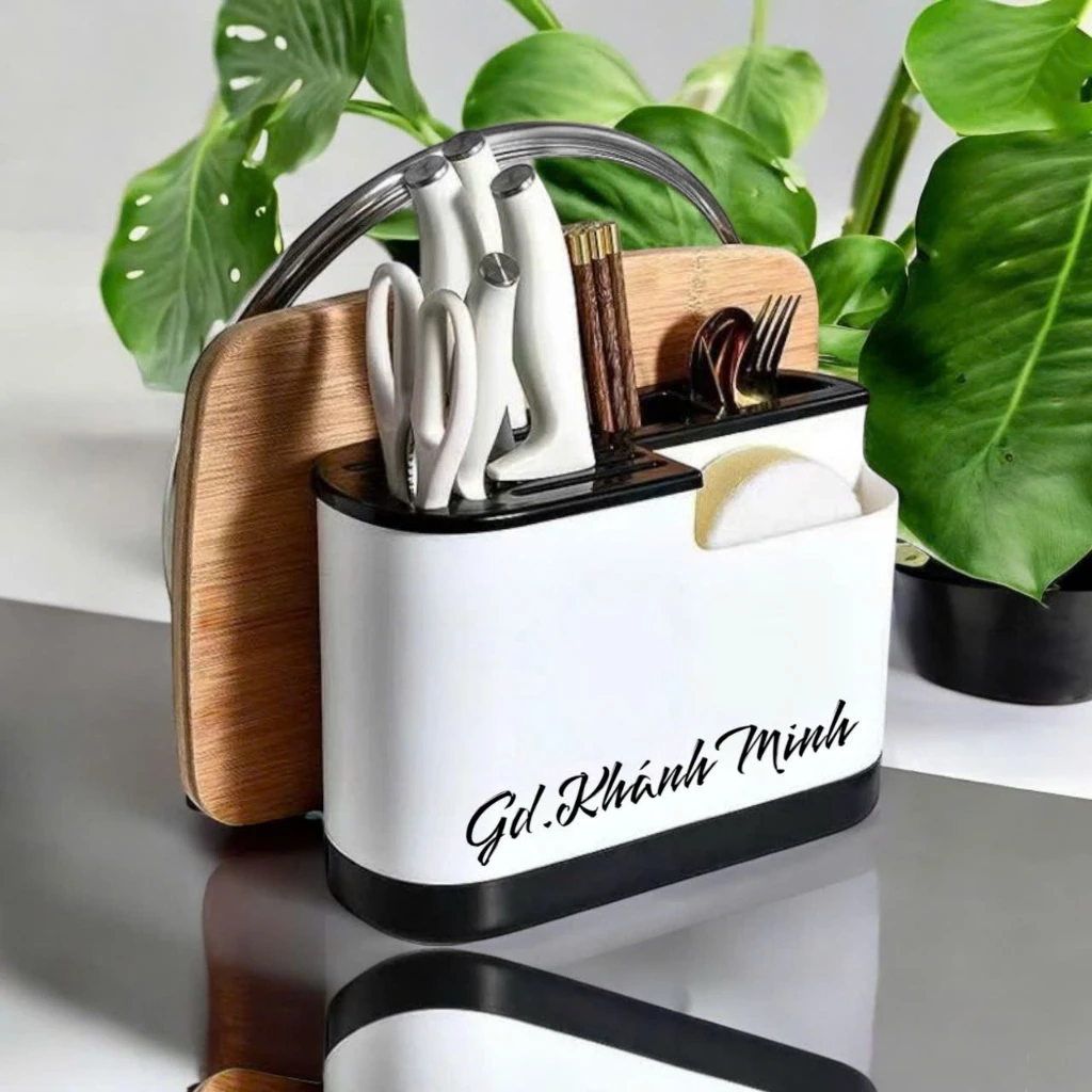 Kệ dao - kéo - thớt đa năng tiện dụng bằng nhựa dày cao cấp