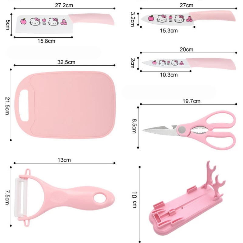 Bộ Dao Thớt Kéo Nhà Bếp Innox 7 Món YEUBEVN Cao Cấp Tiện Dụng Chống Gỉ Chịu Nhiệt Cao Hình Kitty Dễ Thương - 4