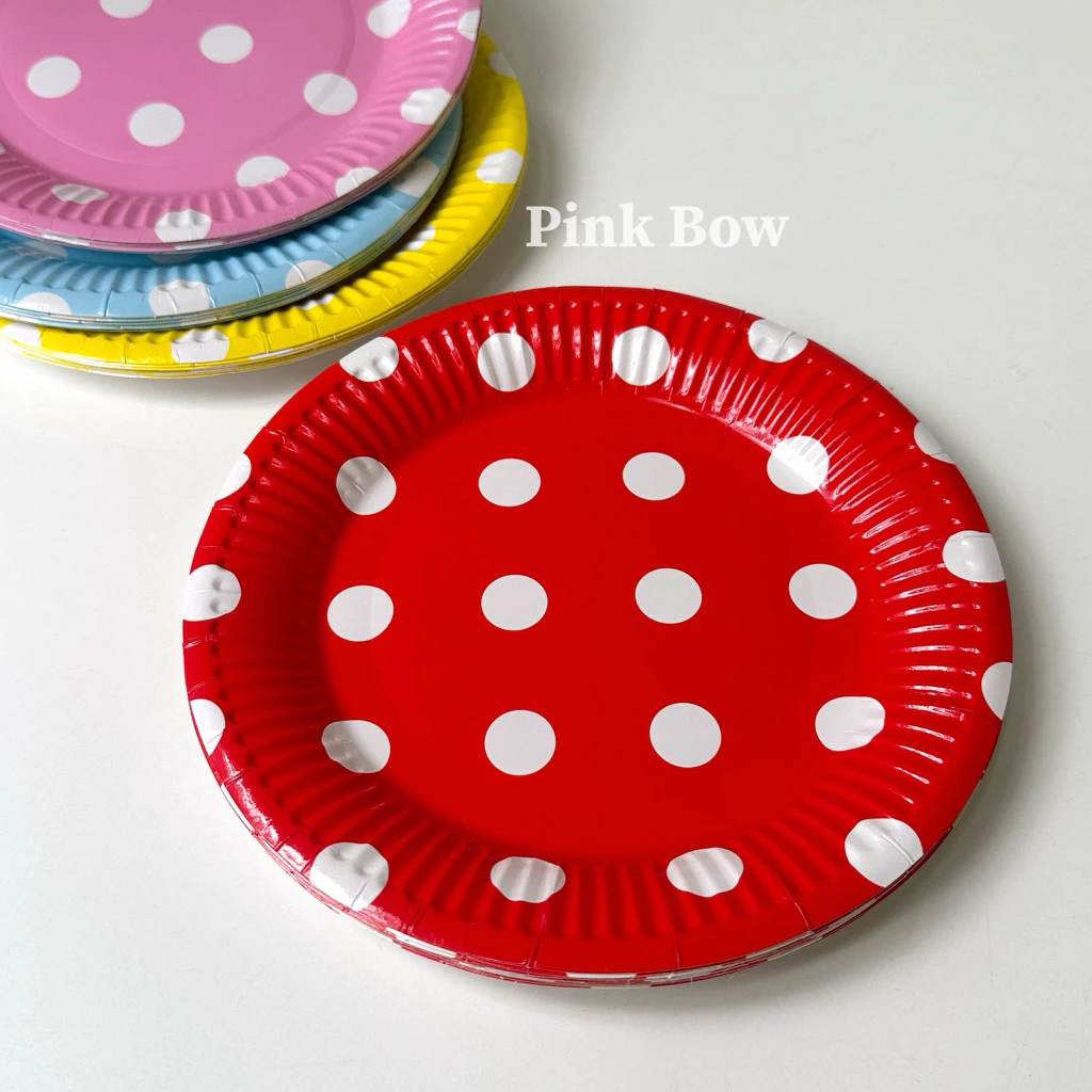 Dụng cụ cắt ăn bánh kem sinh nhật Nhựa/ Bã mía/ Giấy gồm Đồ cắt bánh/ Nĩa/ Dĩa ăn/ Chén/ Tô/ Muỗng/ Ống hút dùng 1 lần - 4