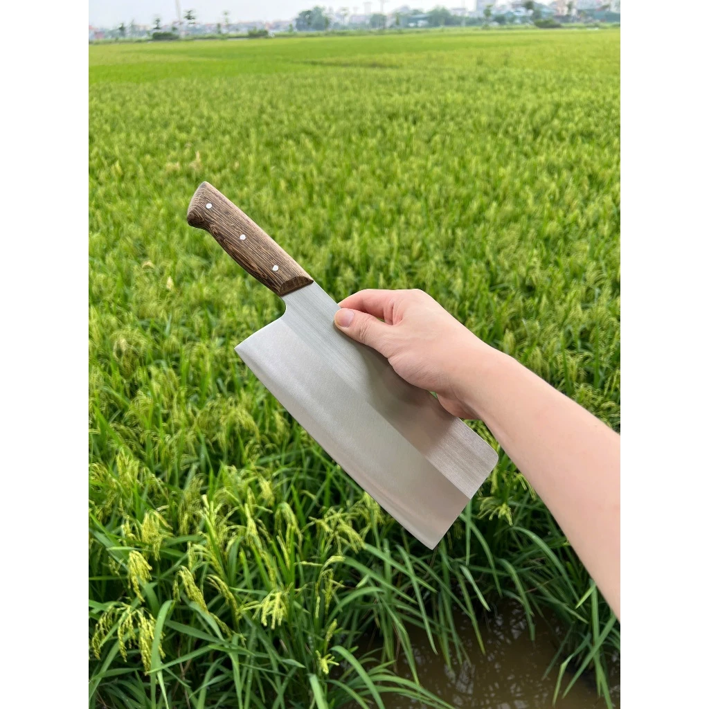 Bộ 3 Dao Chặt - Thái - Lọc, Thép Trắng Không Rỉ Độ Bền Cao Thớt Nghiến Hoàng Linh - 2