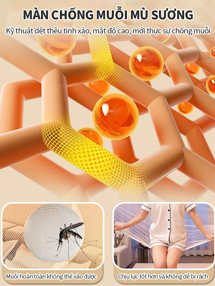 Màn chống muỗi khung vuông tự động gập gọn thông minh VOVOVA - Di động tiện dụng, phù hợp cả gia đình Tháo lắp dễ dàng - 3