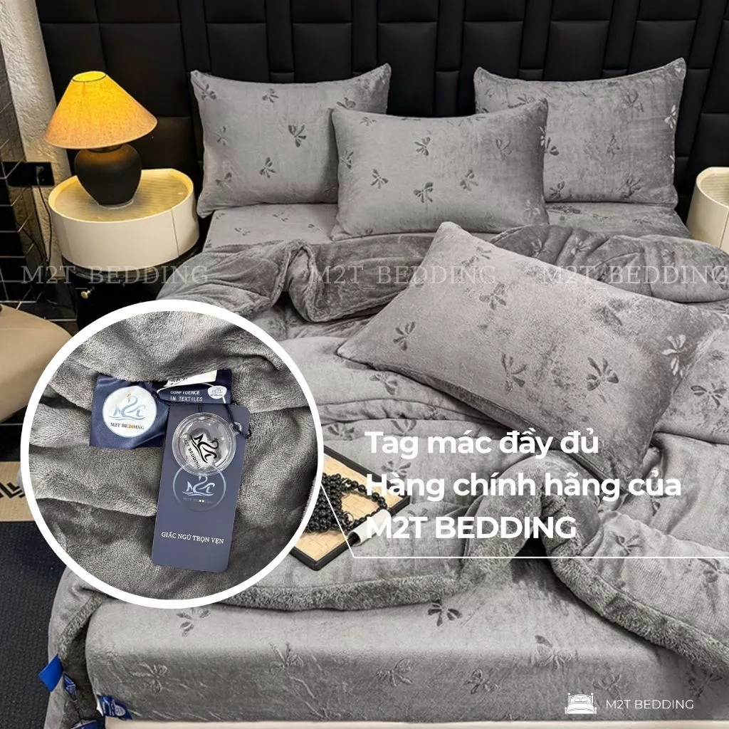 Chăn lông thỏ M2T BEDDING cao cấp kích thước 2mx2m2 nặng 4kg - chăn mùa đông sang trọng, cao cấp - 4