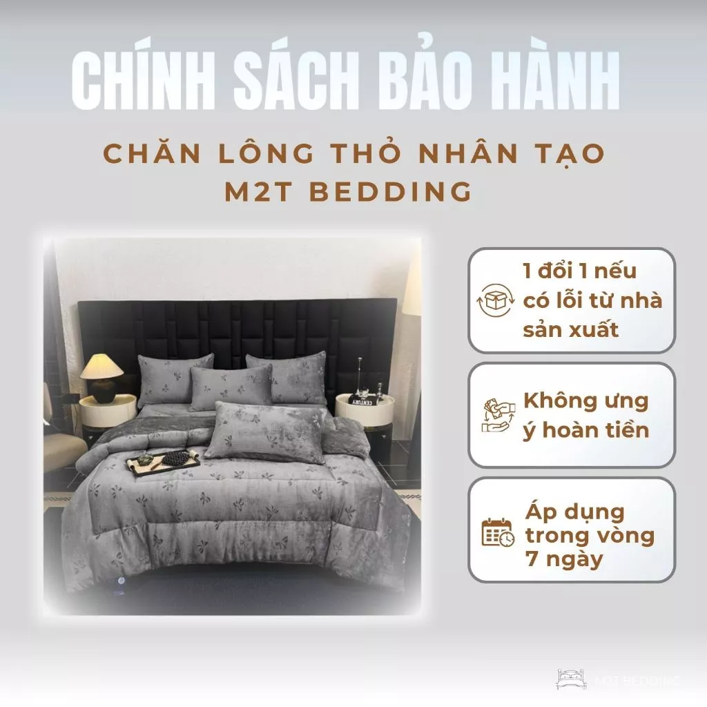 Chăn lông thỏ M2T BEDDING cao cấp kích thước 2mx2m2 nặng 4kg - chăn mùa đông sang trọng, cao cấp - 5