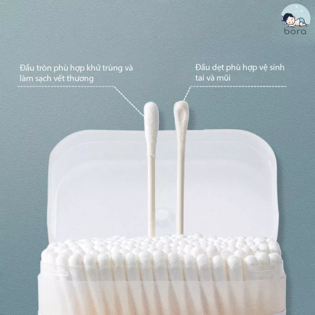 Tăm bông cho bé sơ sinh V-Coool, hộp 200/400 que - 2