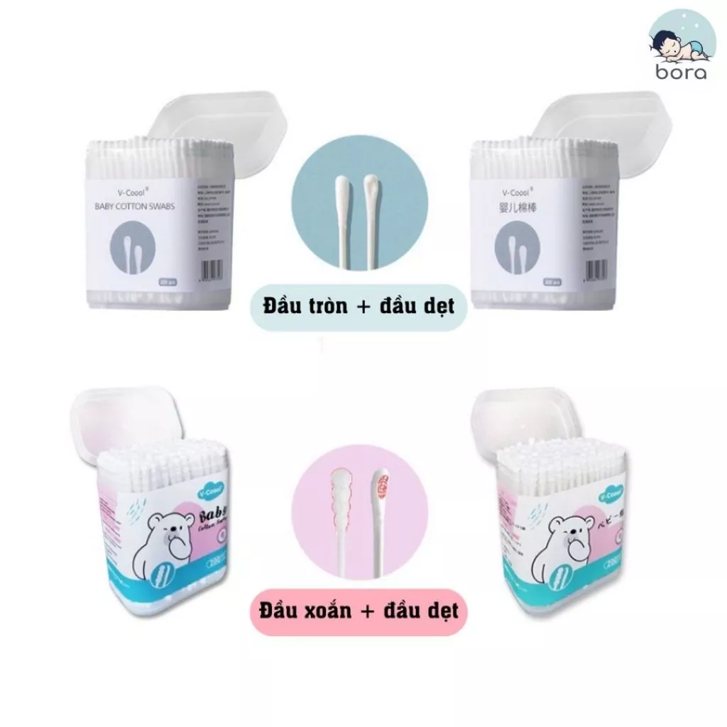 Tăm bông cho bé sơ sinh V-Coool, hộp 200/400 que - 6