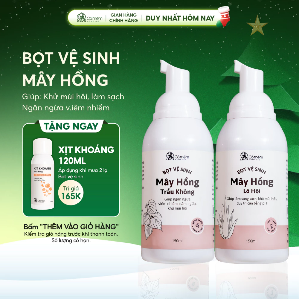 Bọt vệ sinh phụ nữ Mây Hồng Chiết Xuất Thiên Nhiên Cỏ Mềm 150ml