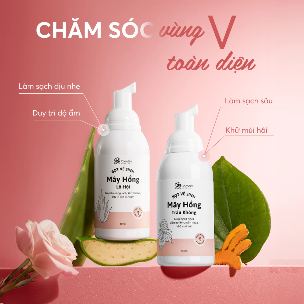 Bọt vệ sinh phụ nữ Mây Hồng Chiết Xuất Thiên Nhiên Cỏ Mềm 150ml - 2
