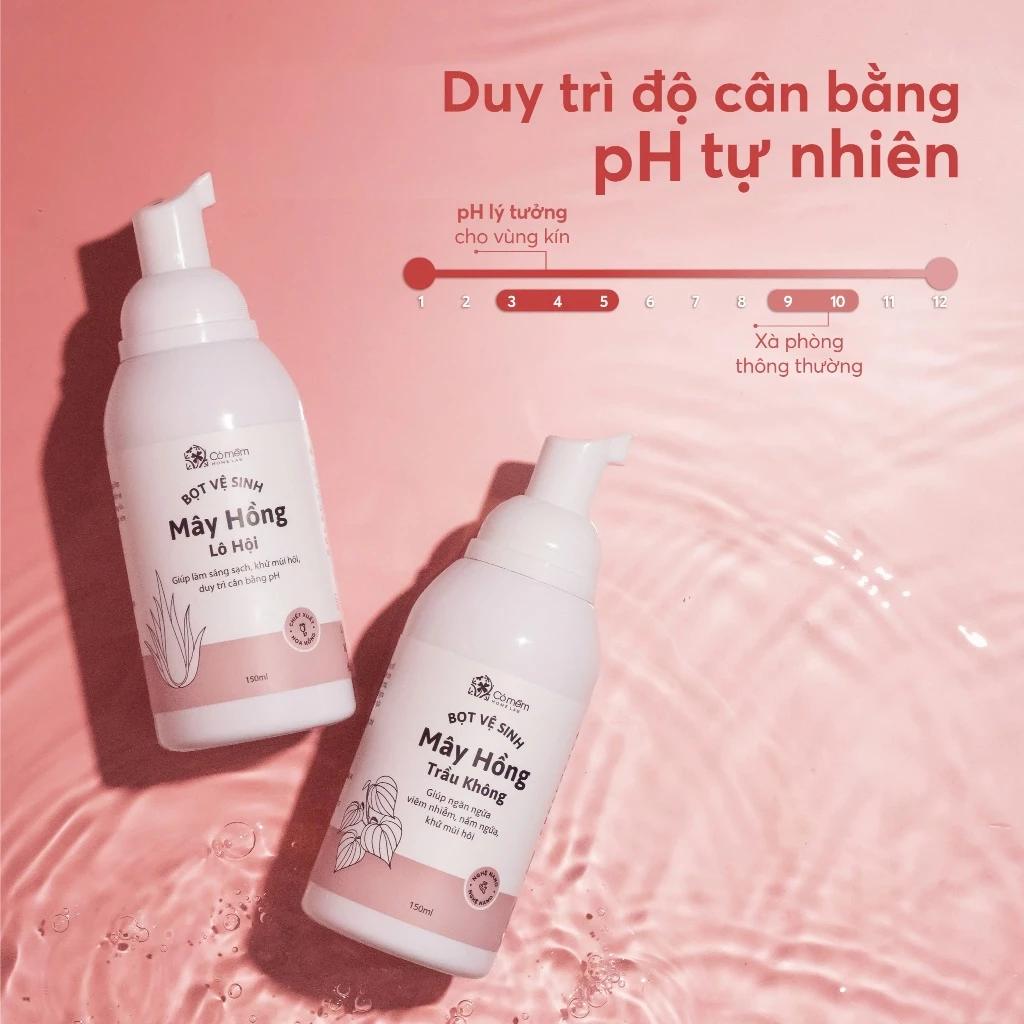 Bọt vệ sinh phụ nữ Mây Hồng Chiết Xuất Thiên Nhiên Cỏ Mềm 150ml - 5