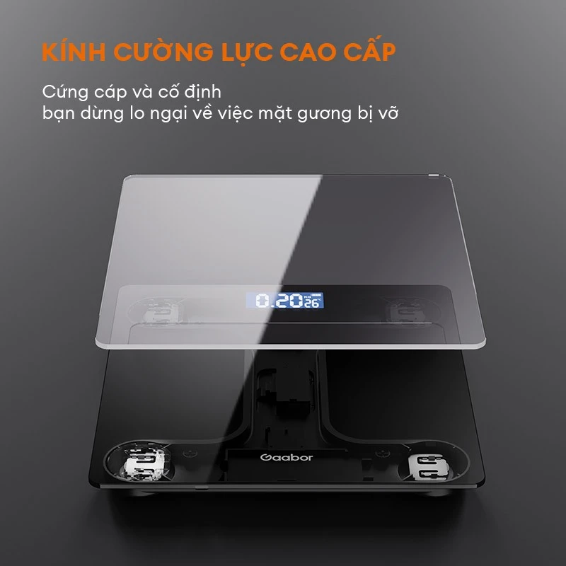 Cân sức khỏe điện tử Gaabor GWS-M01A thông minh màn hình LED kèm dây sạc micro USB và thước dây - 5