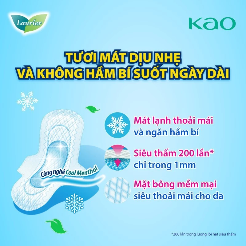 [Quà tặng không bán] Băng vệ sinh Laurier siêu mỏng mát lạnh 25cm 2 miếng - 3
