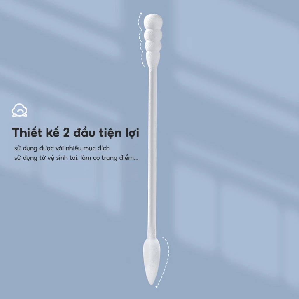 Hộp 200/400 Tăm Bông Ngoáy Tai Hai Đầu Tiện Lợi, Bông Tăm Cho Bé Sơ Sinh Thiết Kế Đa Chức Năng - 2