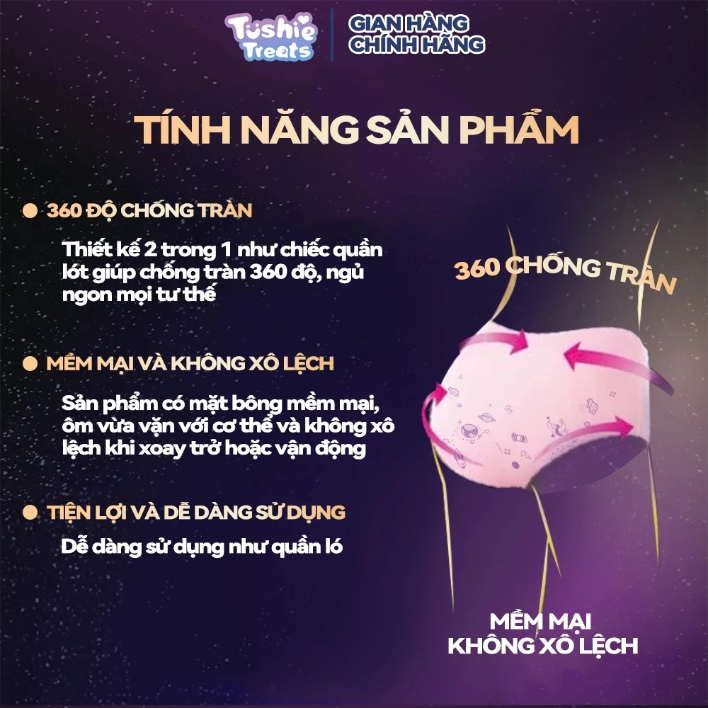 <Bản nâng cấp>Băng vệ sinh dạng quần Tushie Treats (túi 5 cái) size S-M và L-XL thấm hút cực nhanh, mềm mại và thoải mái - 4