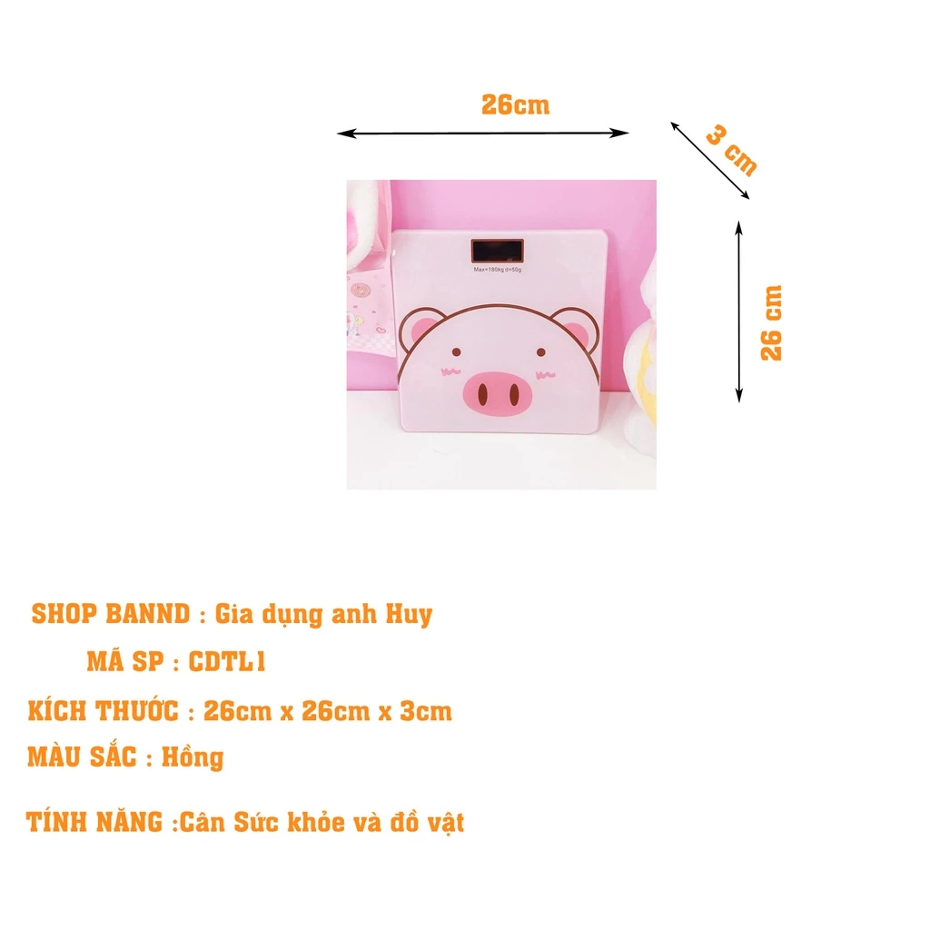 Cân điện tử sức khỏe thông minh hình lợn hồng cute, cân tiểu ly mini nhà bếp dùng pin - 2