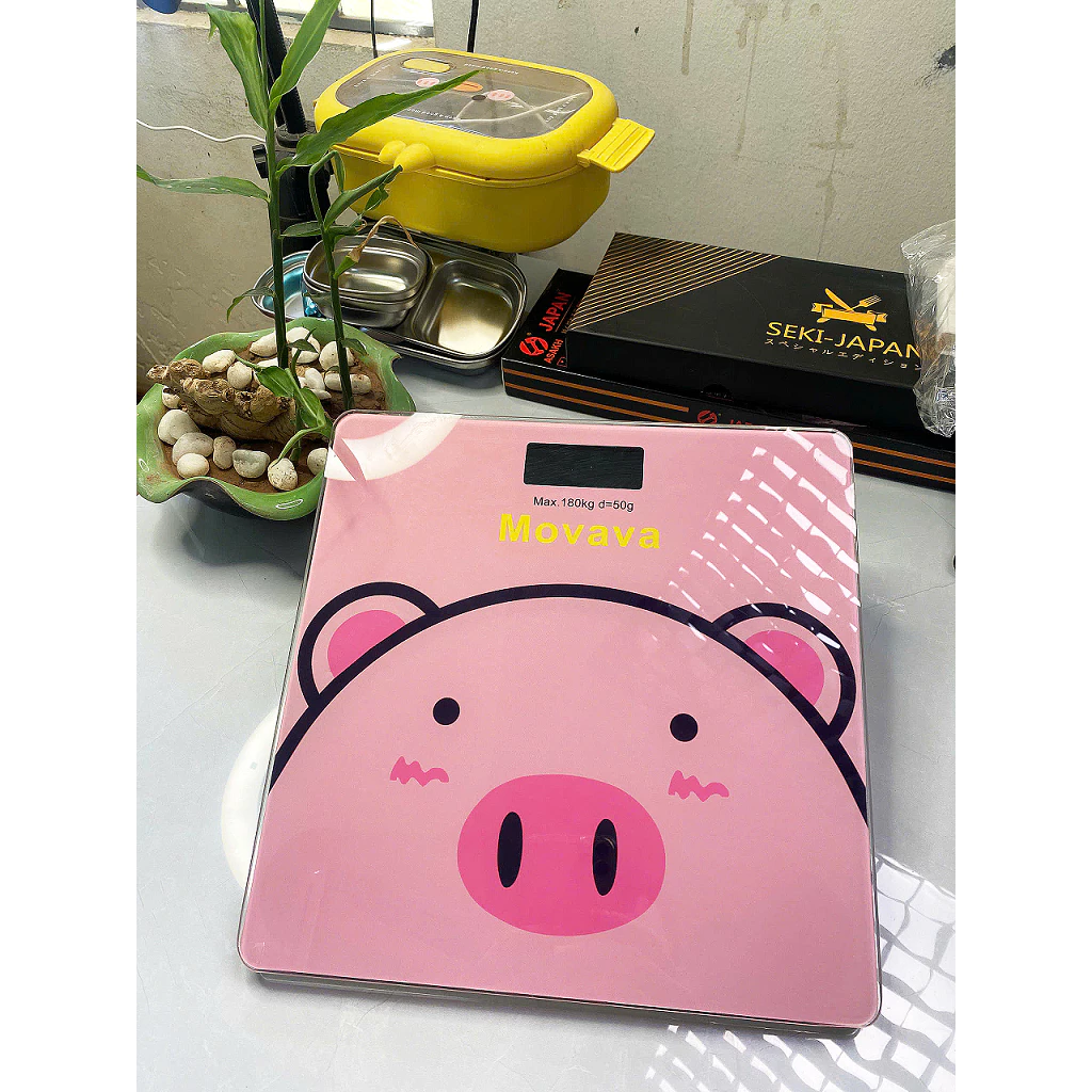Cân điện tử sức khỏe thông minh hình lợn hồng cute, cân tiểu ly mini nhà bếp dùng pin - 3