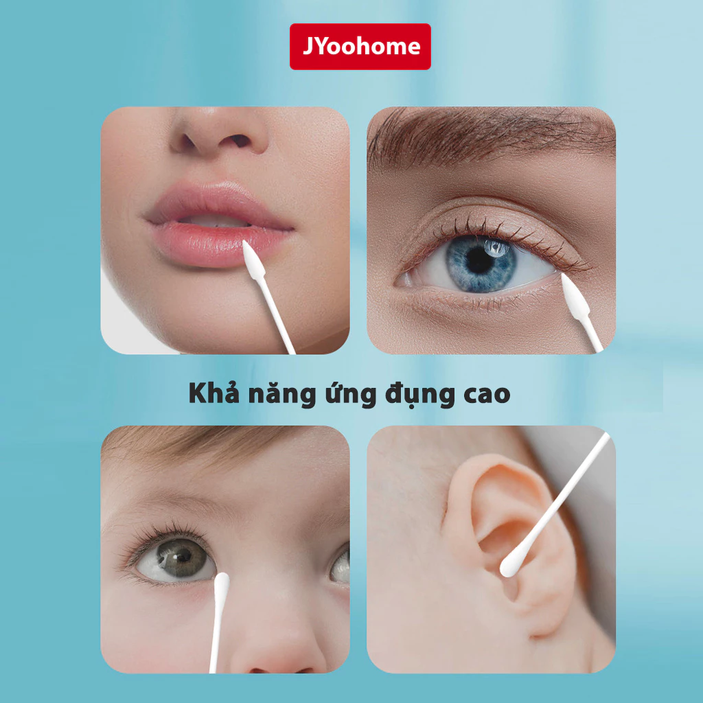 Hộp 200/400 Tăm Bông 2 Đầu JYoohome Vệ Sinh Tai Mũi Tẩy Trang Kháng Khuẩn Dùng Cho Bé Trẻ Sơ Sinh - 2