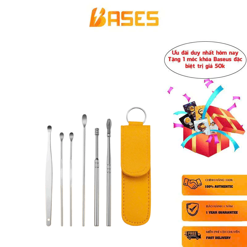 SET 6 Dụng Cụ Lấy Ráy Tai Bằng Thép Không Gỉ Kèm Túi Đựng Dụng Cụ Vệ Sinh Tai Dành Cho Gia Đình
