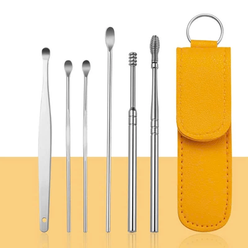 SET 6 Dụng Cụ Lấy Ráy Tai Bằng Thép Không Gỉ Kèm Túi Đựng Dụng Cụ Vệ Sinh Tai Dành Cho Gia Đình - 4