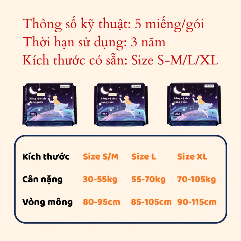 【MUA 3 TẶNG 3】Băng vệ sinh dạng quần PERFECT LADY (30 miếng) - 5