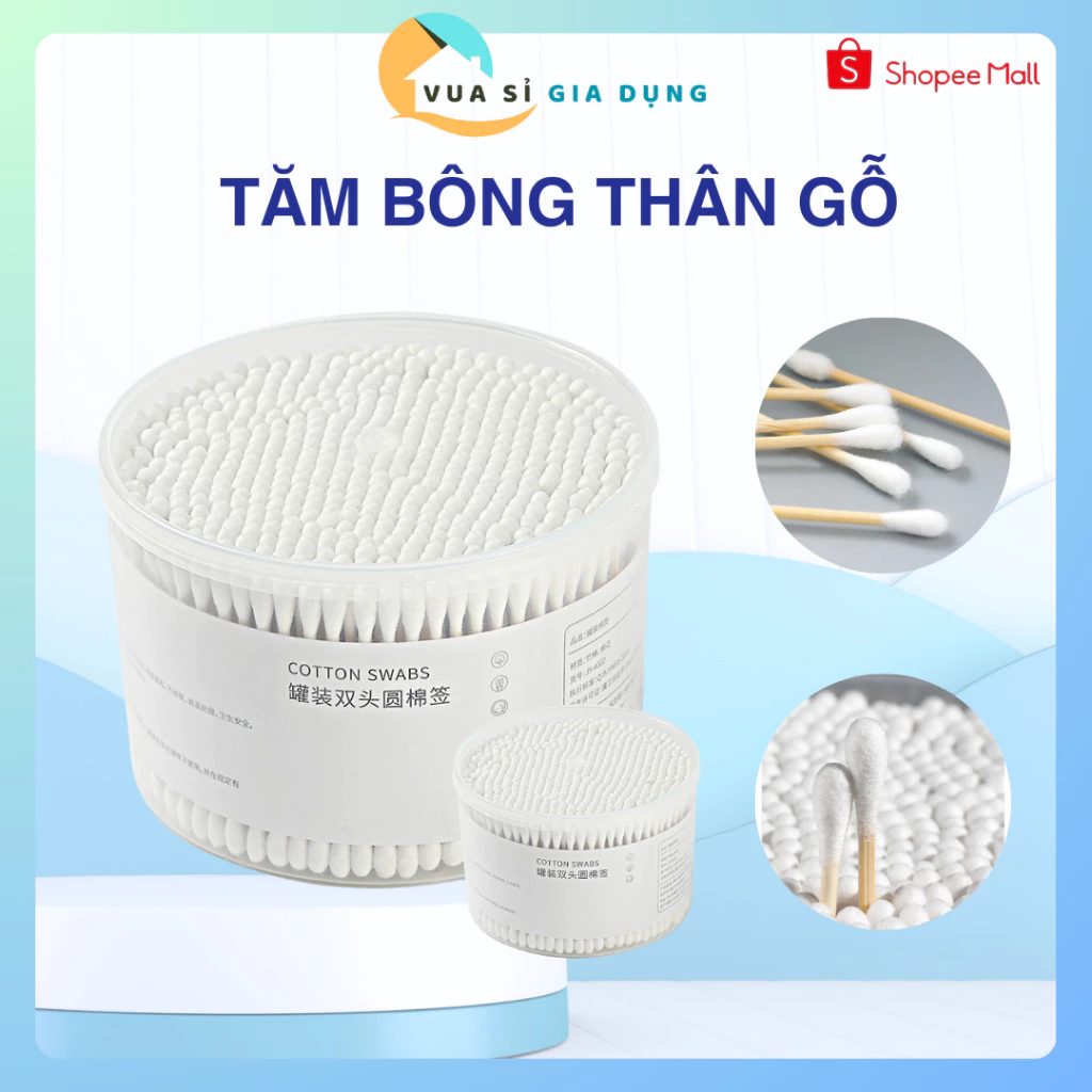 Combo 3 hộp tăm bông ráy tai chất liệu bông COTTON, thân gỗ 2 đầu cứng cáp,bông cotton mềm mại.