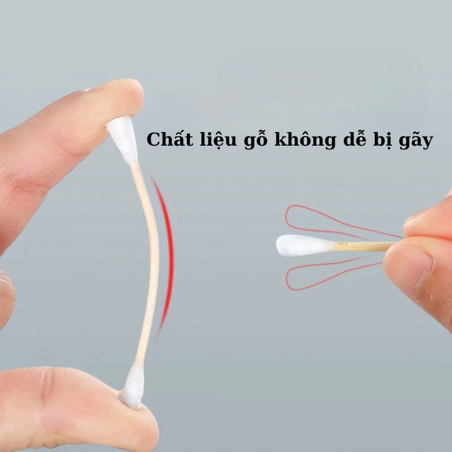 Combo 3 hộp tăm bông ráy tai chất liệu bông COTTON, thân gỗ 2 đầu cứng cáp,bông cotton mềm mại. - 4