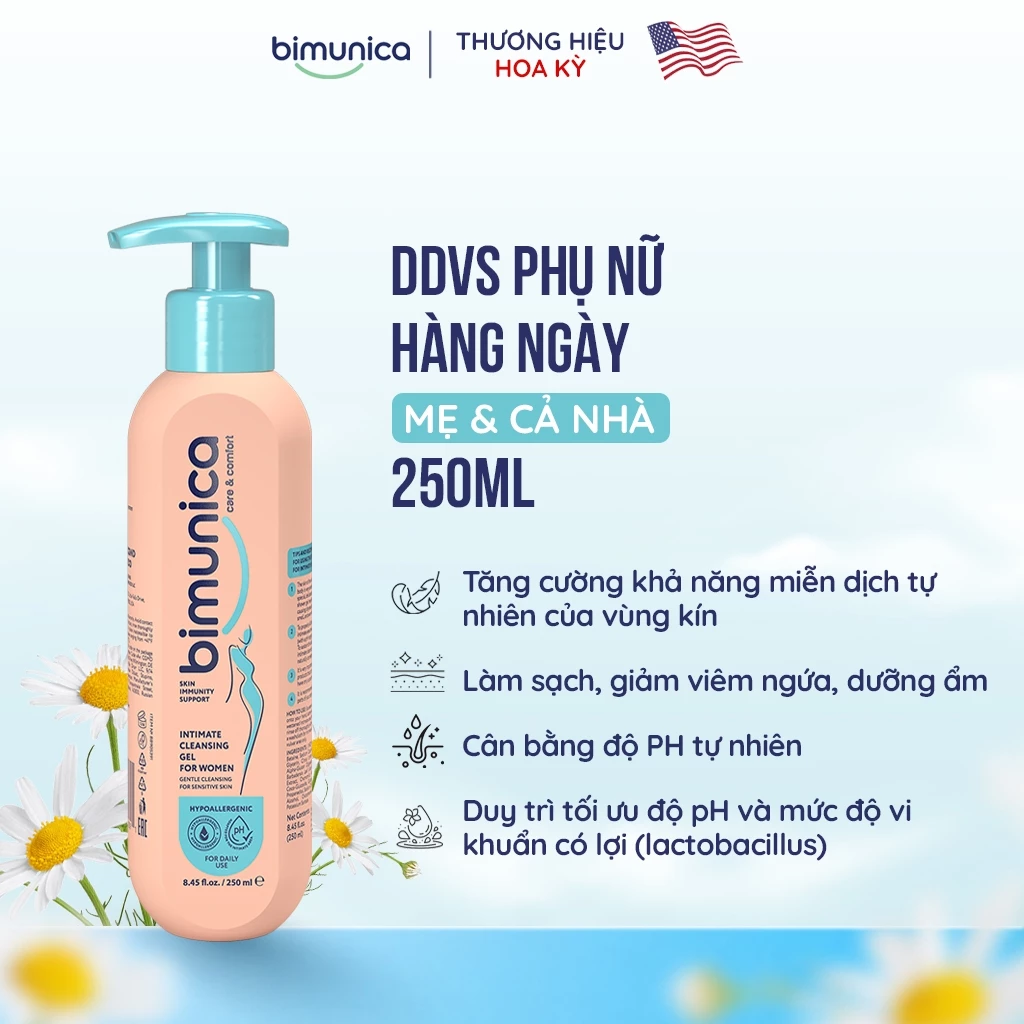 Dung Dịch Vệ Sinh Phụ Nữ Bimunica Cao Cấp 250ml - Ngăn Mùi, Cân Bằng PH, Gel Dịu Nhẹ - 2