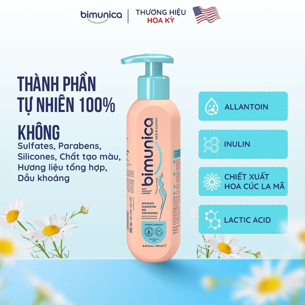Dung Dịch Vệ Sinh Phụ Nữ Bimunica Cao Cấp 250ml - Ngăn Mùi, Cân Bằng PH, Gel Dịu Nhẹ - 5