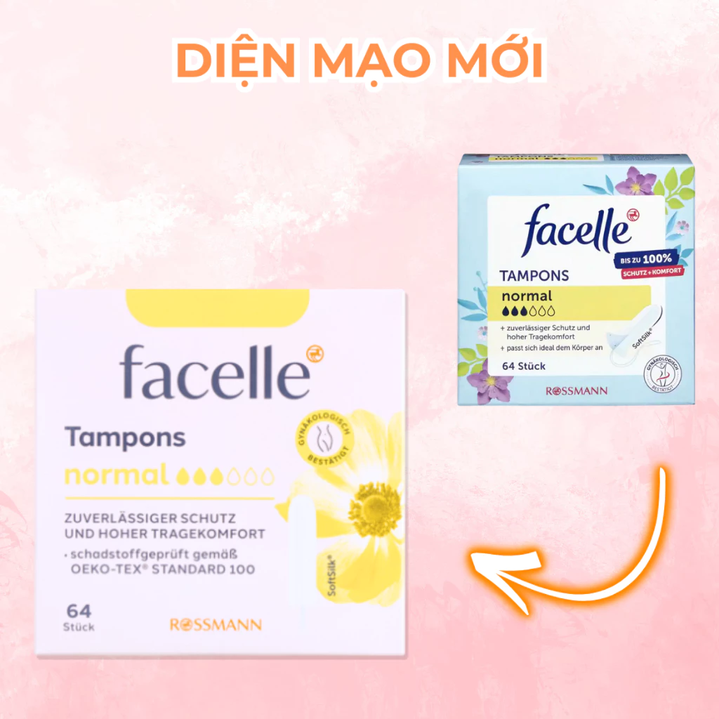 Băng vệ sinh Tampon Facelle đầy đủ size hàng nhập khẩu Đức thấm hút tốt, đi bơi được - 2