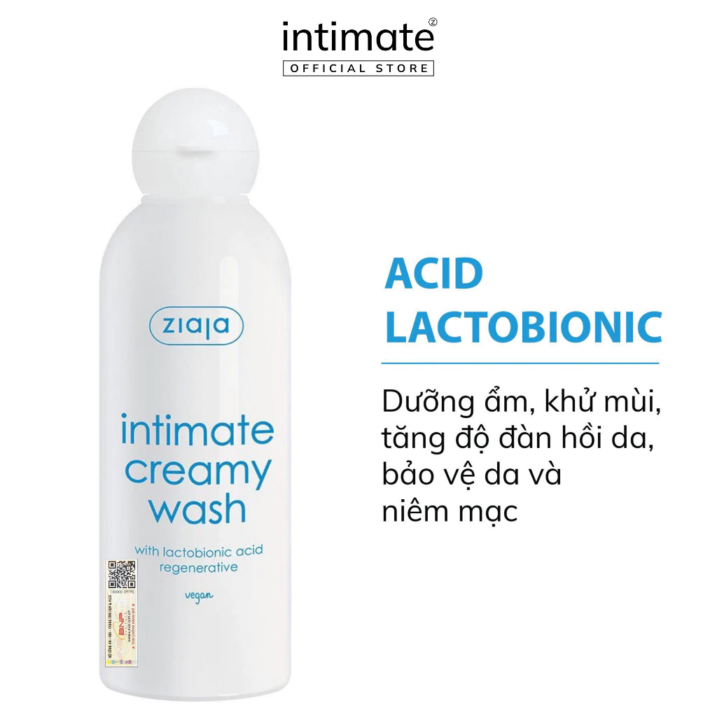 Dung Dịch Vệ Sinh Phụ Nữ Intimate With Lactobionic Acid ZIAJA Giúp Khử Mùi, Tăng Đàn Hồi Cho Da 200ml