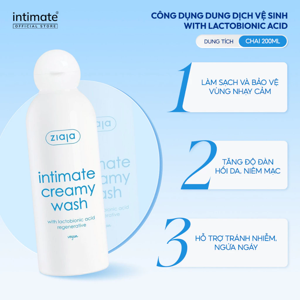 Dung Dịch Vệ Sinh Phụ Nữ Intimate With Lactobionic Acid ZIAJA Giúp Khử Mùi, Tăng Đàn Hồi Cho Da 200ml - 4