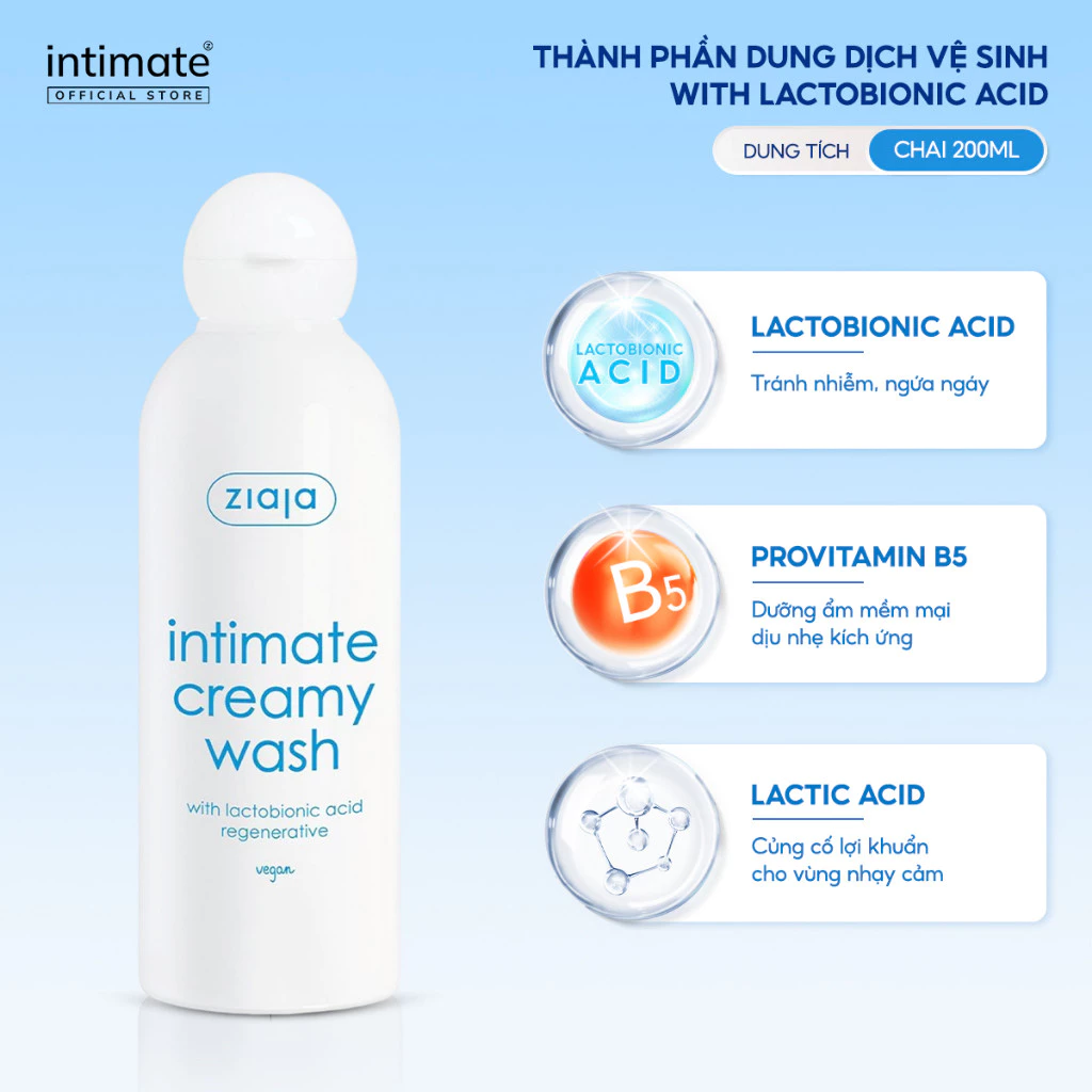Dung Dịch Vệ Sinh Phụ Nữ Intimate With Lactobionic Acid ZIAJA Giúp Khử Mùi, Tăng Đàn Hồi Cho Da 200ml - 5