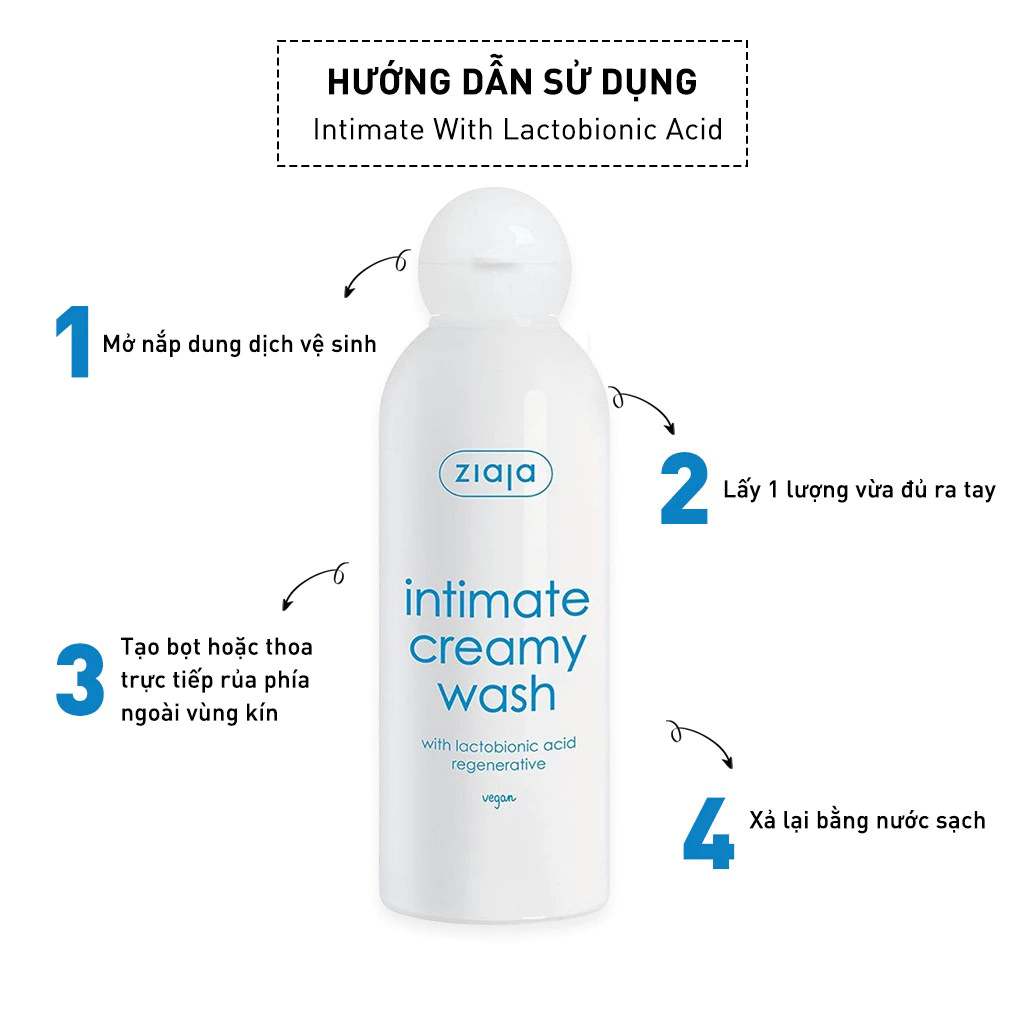 Dung Dịch Vệ Sinh Phụ Nữ Intimate With Lactobionic Acid ZIAJA Giúp Khử Mùi, Tăng Đàn Hồi Cho Da 200ml - 6
