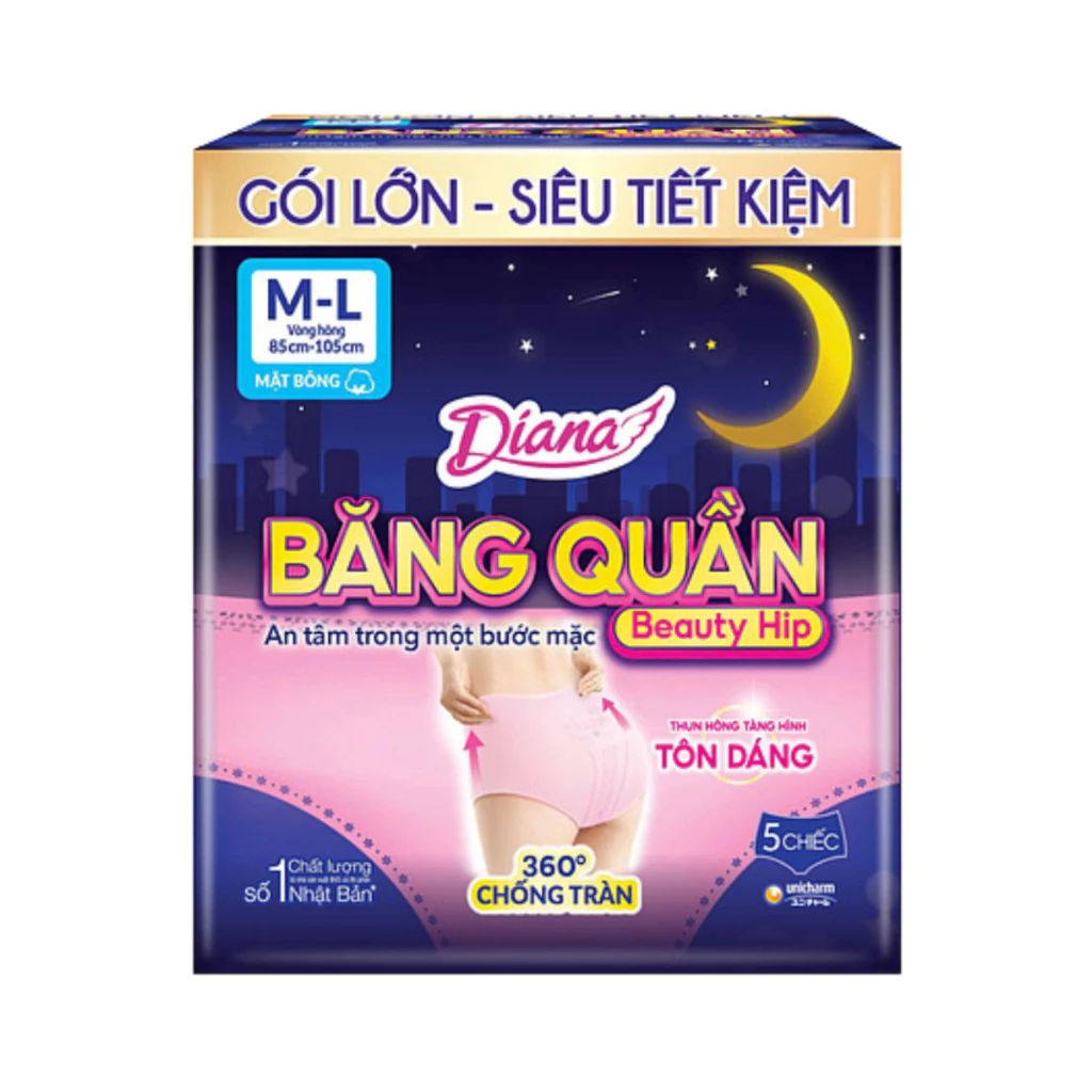 Băng Vệ Sinh Cho Mẹ Ban Đêm Diana Sensi Dạng Quần Êm Ái Mềm Mại Size M - L (gói 5 chiếc) - Bibomart - 2