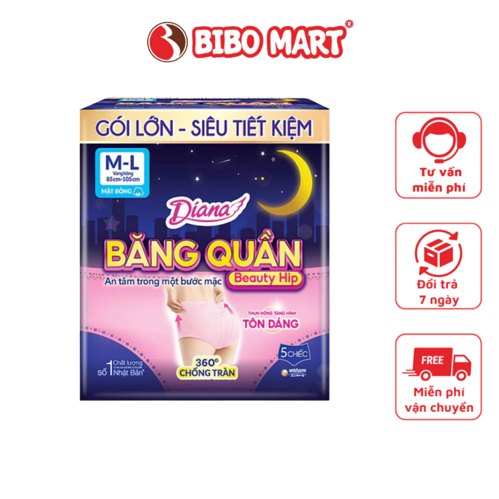 Băng Vệ Sinh Cho Mẹ Ban Đêm Diana Sensi Dạng Quần Êm Ái Mềm Mại Size M - L (gói 5 chiếc) - Bibomart - 3
